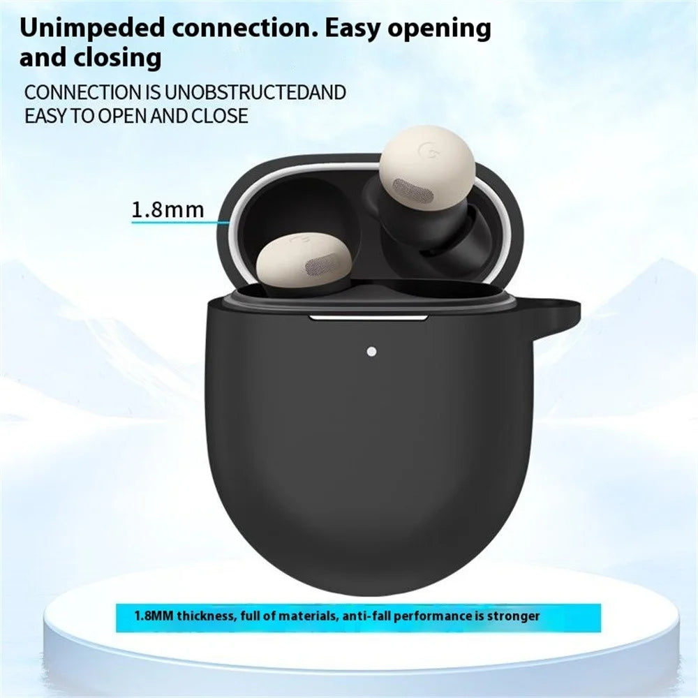 For Google Pixel Buds Pro 2 Case with Carabiner Bluetooth-compatible Earphone Silicone Protective Cover - Dark Blue - 3