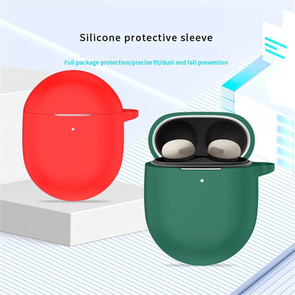 For Google Pixel Buds Pro 2 Case with Carabiner Bluetooth-compatible Earphone Silicone Protective Cover - Dark Blue - 6