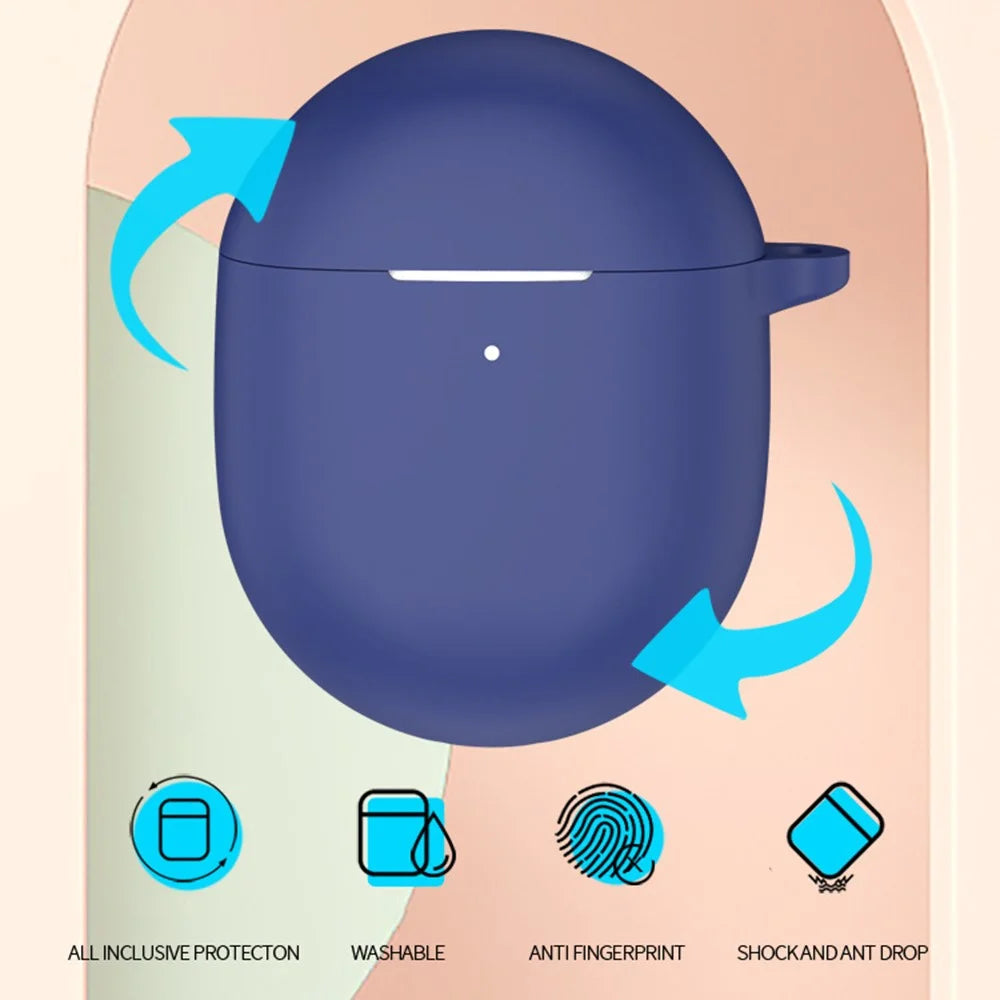 For Google Pixel Buds Pro 2 Case with Carabiner Bluetooth-compatible Earphone Silicone Protective Cover - Dark Blue - 7
