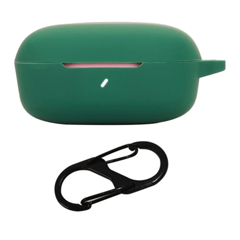 For JBL T280TWS X3 Case with Anti-Lost Buckle Bluetooth-compatible Earbuds Silicone Protective Cover - Blackish Green - 1