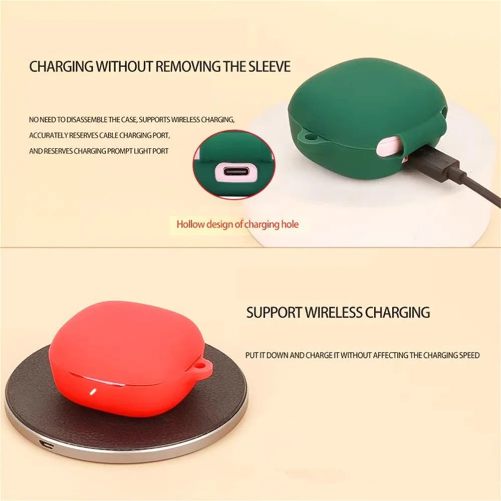 For JBL T280TWS X3 Case with Anti-Lost Buckle Bluetooth-compatible Earbuds Silicone Protective Cover - Blackish Green - 3