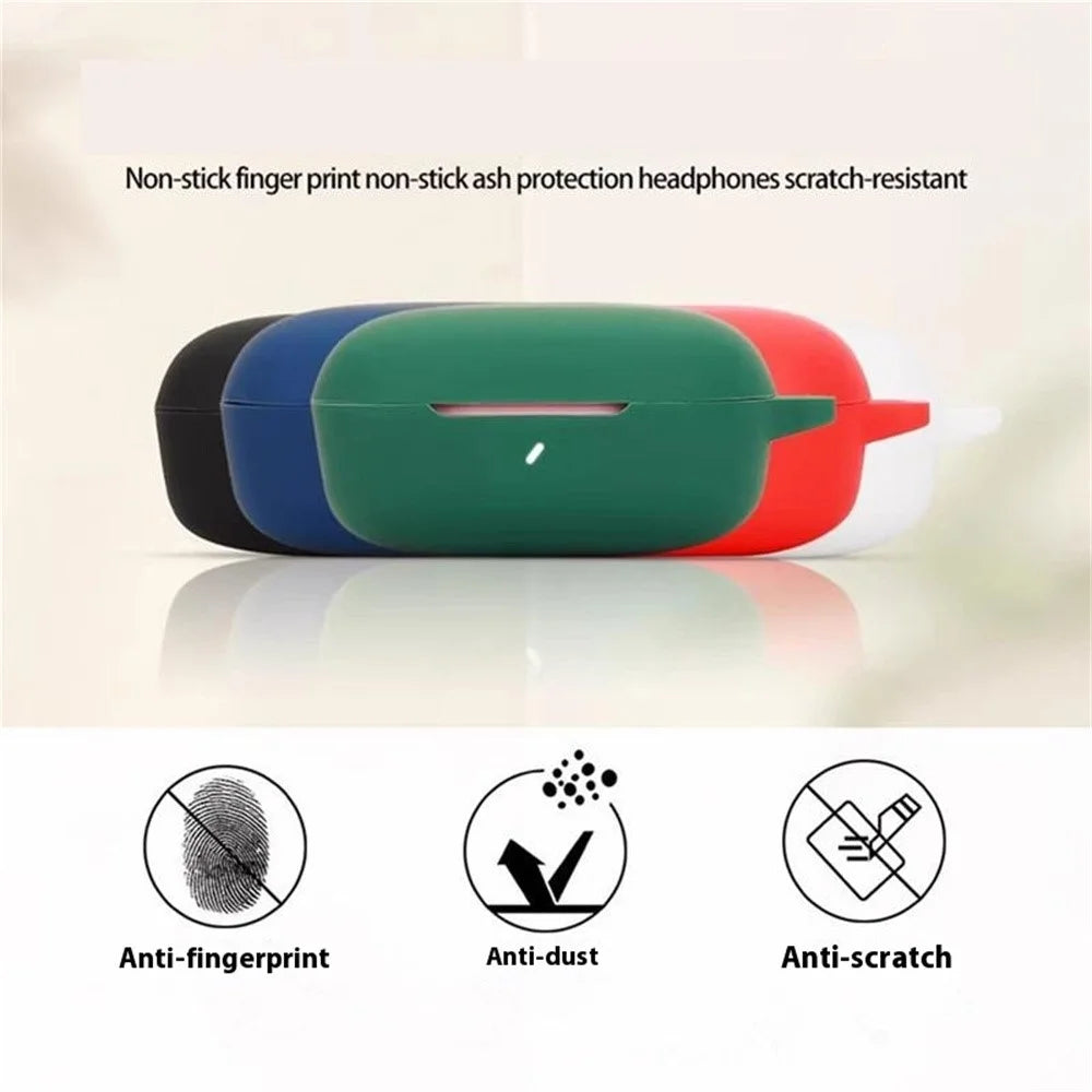 For JBL T280TWS X3 Case with Anti-Lost Buckle Bluetooth-compatible Earbuds Silicone Protective Cover - Blackish Green - 7