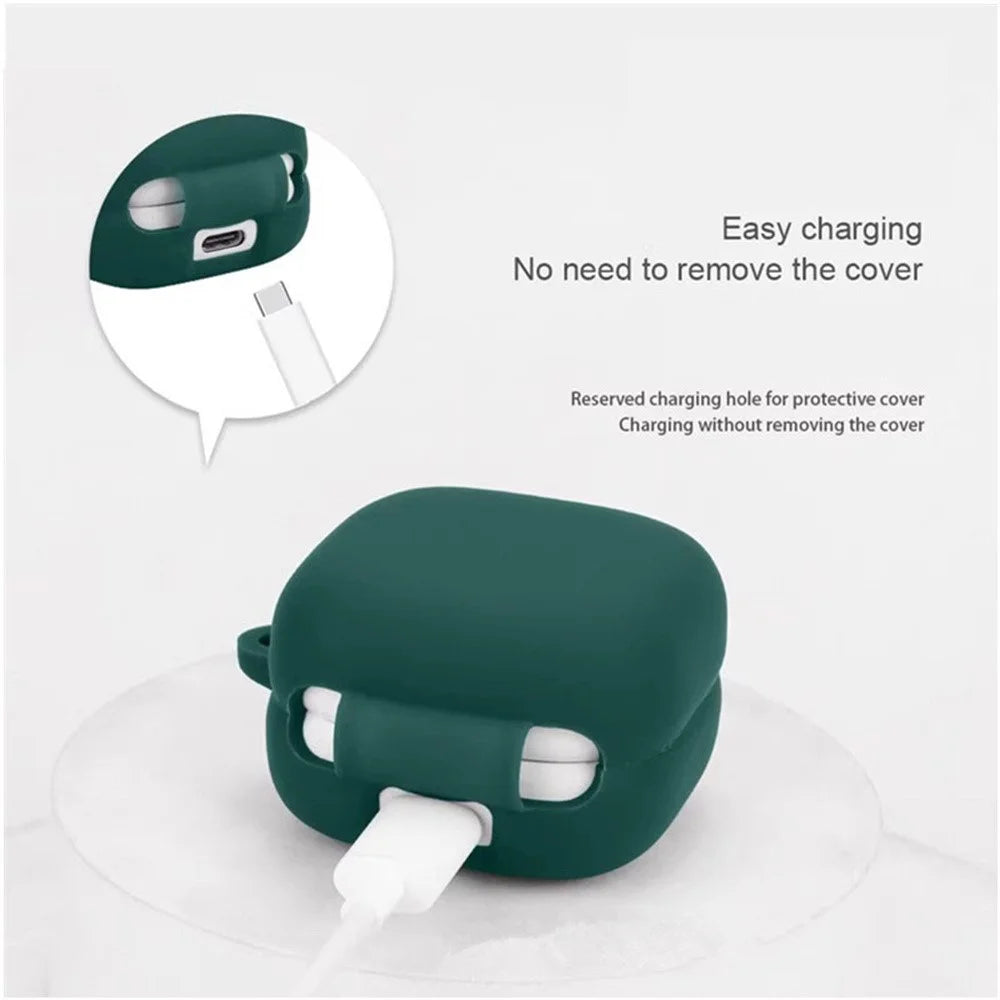 For Sony Linkbuds Fit WF-LS910N Case with Anti-Lost Buckle Bluetooth-compatible Earbuds Silicone Protective Cover - Blackish Green - 2