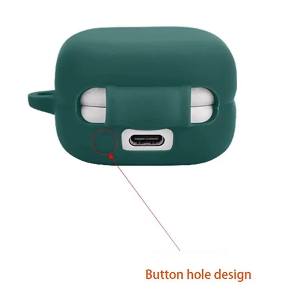 For Sony Linkbuds Fit WF-LS910N Case with Anti-Lost Buckle Bluetooth-compatible Earbuds Silicone Protective Cover - Blackish Green - 3