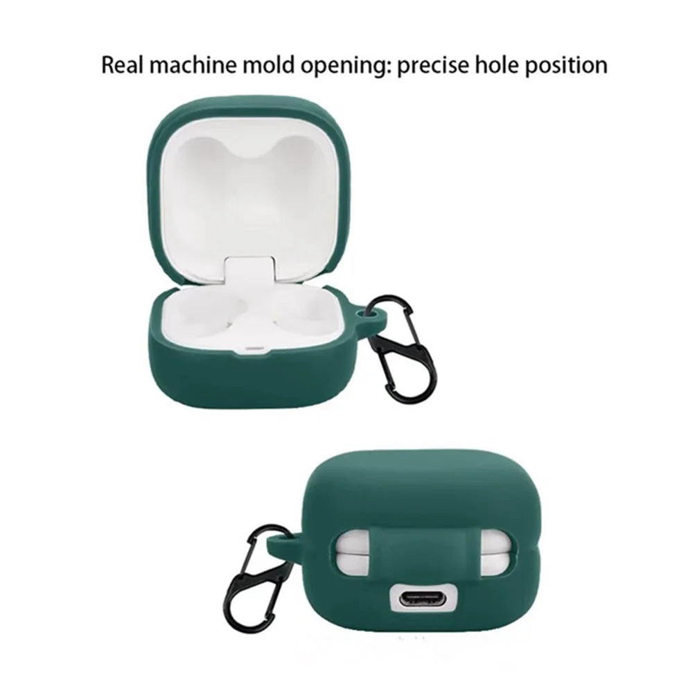 For Sony Linkbuds Fit WF-LS910N Case with Anti-Lost Buckle Bluetooth-compatible Earbuds Silicone Protective Cover - Blackish Green - 4