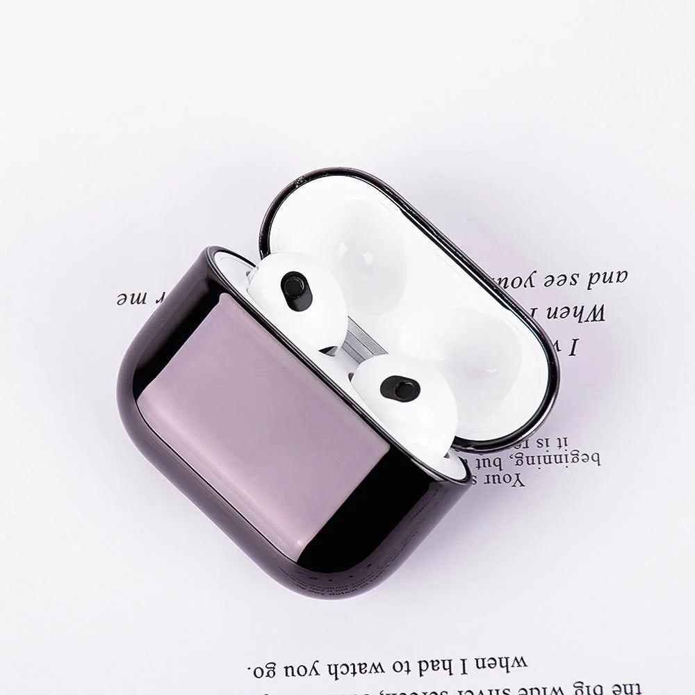 For AirPods 4 PC Hard Case Electroplating Earphone Protective Cover - Black - 3