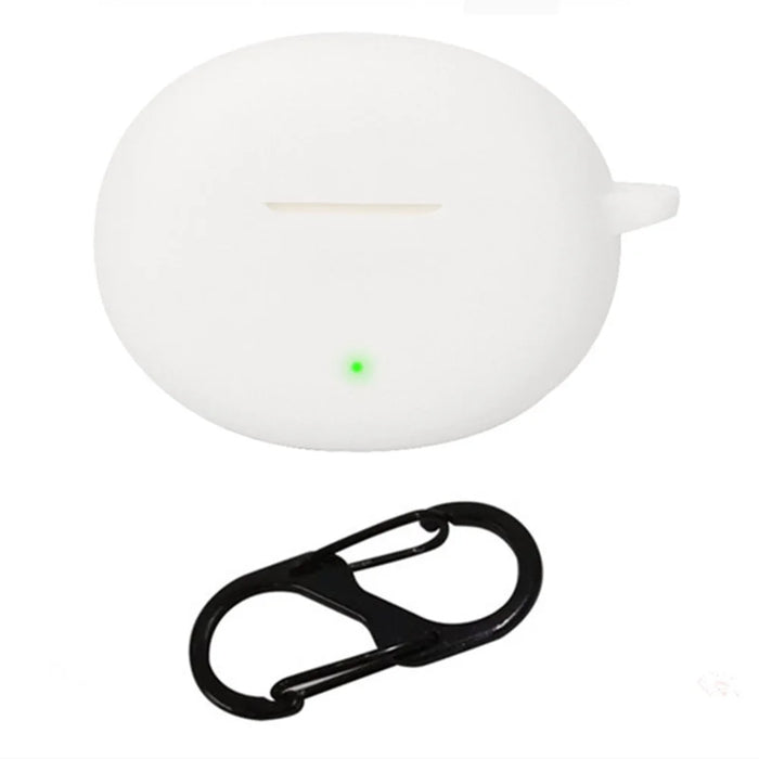 For Oppo Enco R3 Pro Case with Anti Lost Buckle Bluetooth-compatible Earbuds Silicone Protective Cover - White - 1