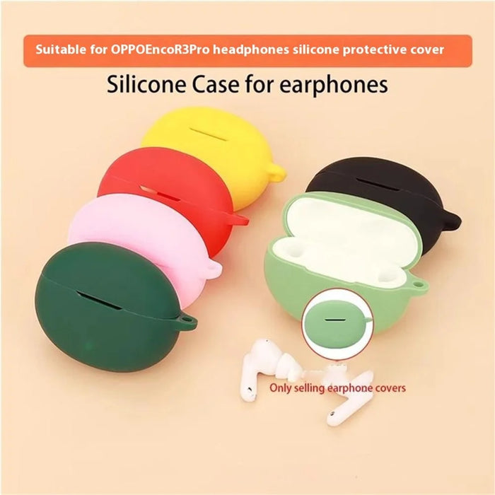 For Oppo Enco R3 Pro Case with Anti Lost Buckle Bluetooth-compatible Earbuds Silicone Protective Cover - White - 5