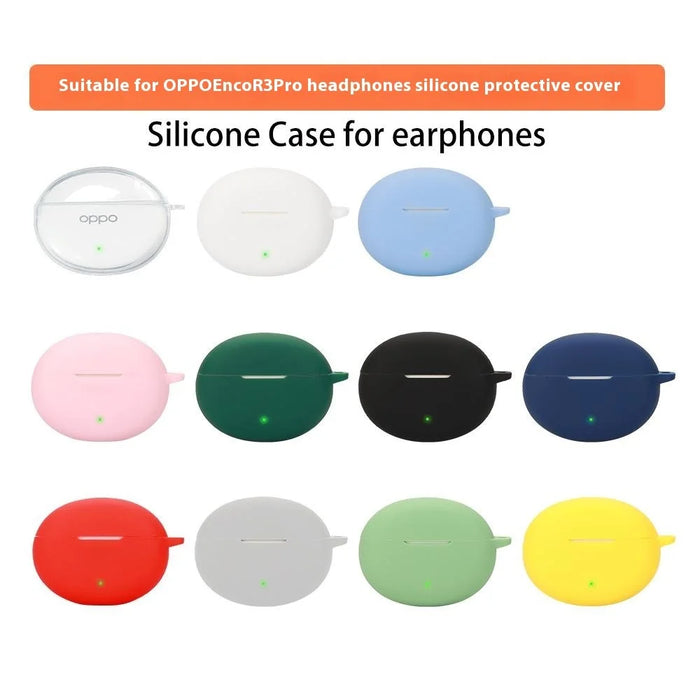For Oppo Enco R3 Pro Case with Anti Lost Buckle Bluetooth-compatible Earbuds Silicone Protective Cover - White - 6