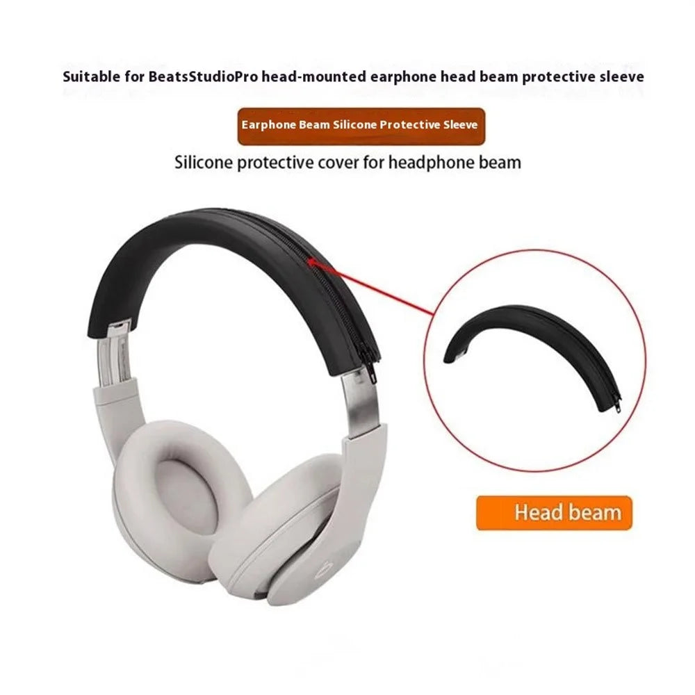 For Beats Studio Pro Headphones Silicone Headband Cover Protective Case Scratch Resistant - Black - 6