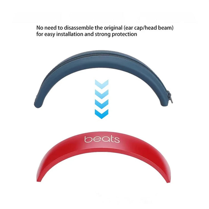 For Beats Studio 3 Headphones Silicone Headband Cover Protective Cushion Sleeve - Dark Blue - 2