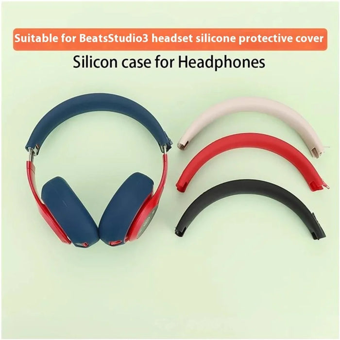 For Beats Studio 3 Headphones Silicone Case Set Earpad Cushion Cover + Headband Protector - Dark Blue - 6