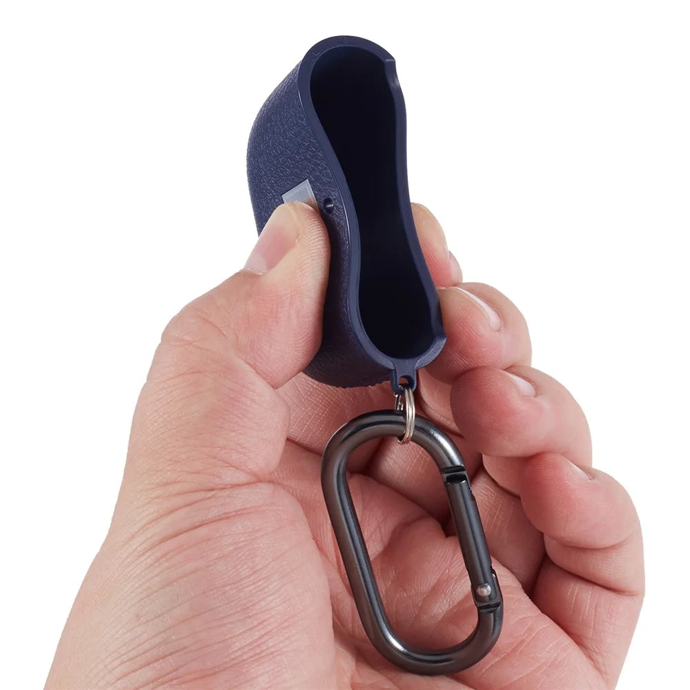 X-LEVEL For AirPods 4 Earphone Case Litchi Texture PU Leather TPU Cover with Carabiner - Blue - 5
