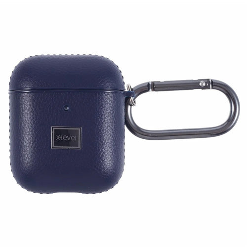 X-LEVEL For AirPods Pro 2 / AirPods Pro Earphone Case Litchi Texture PU Leather TPU Cover with Carabiner - Blue - 1