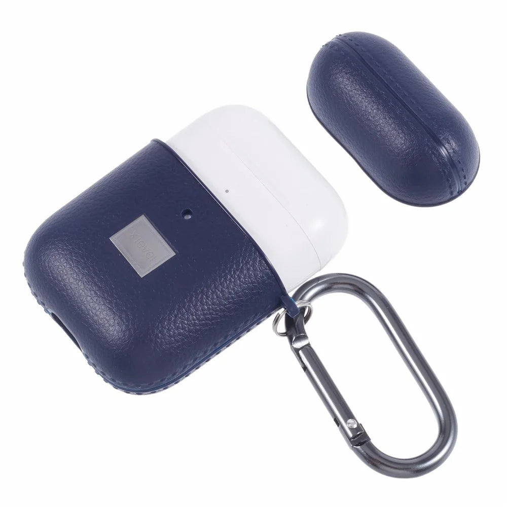 X-LEVEL For AirPods Pro 2 / AirPods Pro Earphone Case Litchi Texture PU Leather TPU Cover with Carabiner - Blue - 3