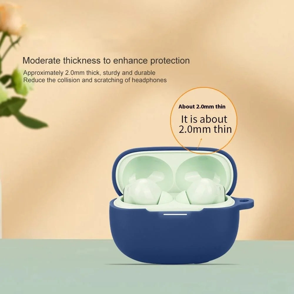 For Xiaomi Redmi Buds 6 Pro Case with Anti Lost Buckle Bluetooth-compatible Earbuds Silicone Protective Cover - White - 6