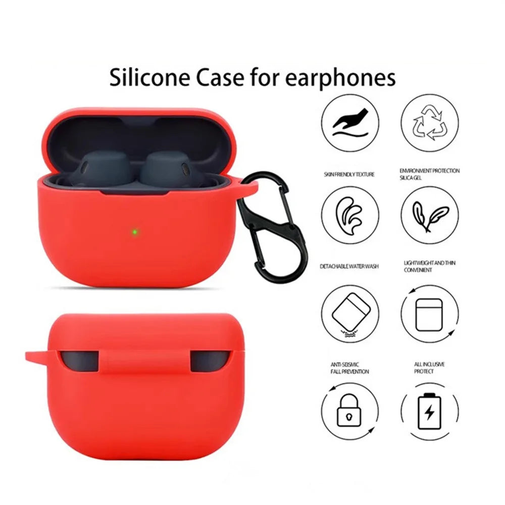 For Jabra Elite 8 Active Gen 2 Case with Anti Lost Buckle Bluetooth-compatible Earbuds Silicone Protective Cover - White - 2