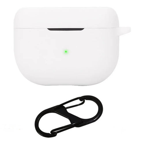 For Jabra Elite 10 Gen 2 Case with Anti Lost Buckle Bluetooth-compatible Earbuds Silicone Protective Cover - White - 1
