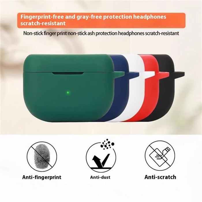 For Jabra Elite 10 Gen 2 Case with Anti Lost Buckle Bluetooth-compatible Earbuds Silicone Protective Cover - White - 5