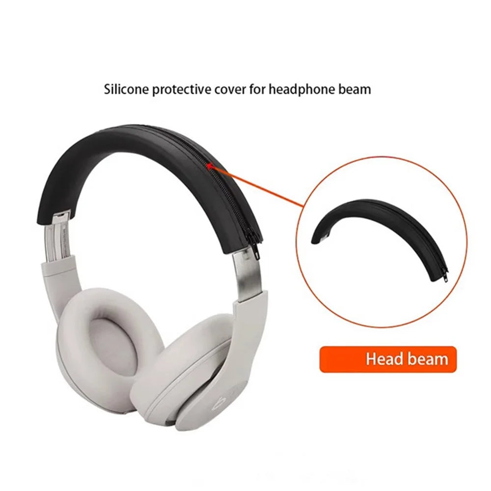Silicone Headband Cover For Beats Studio Pro Kim Special Edition Headphones Zipper Design Headband Cushion - Black - 2