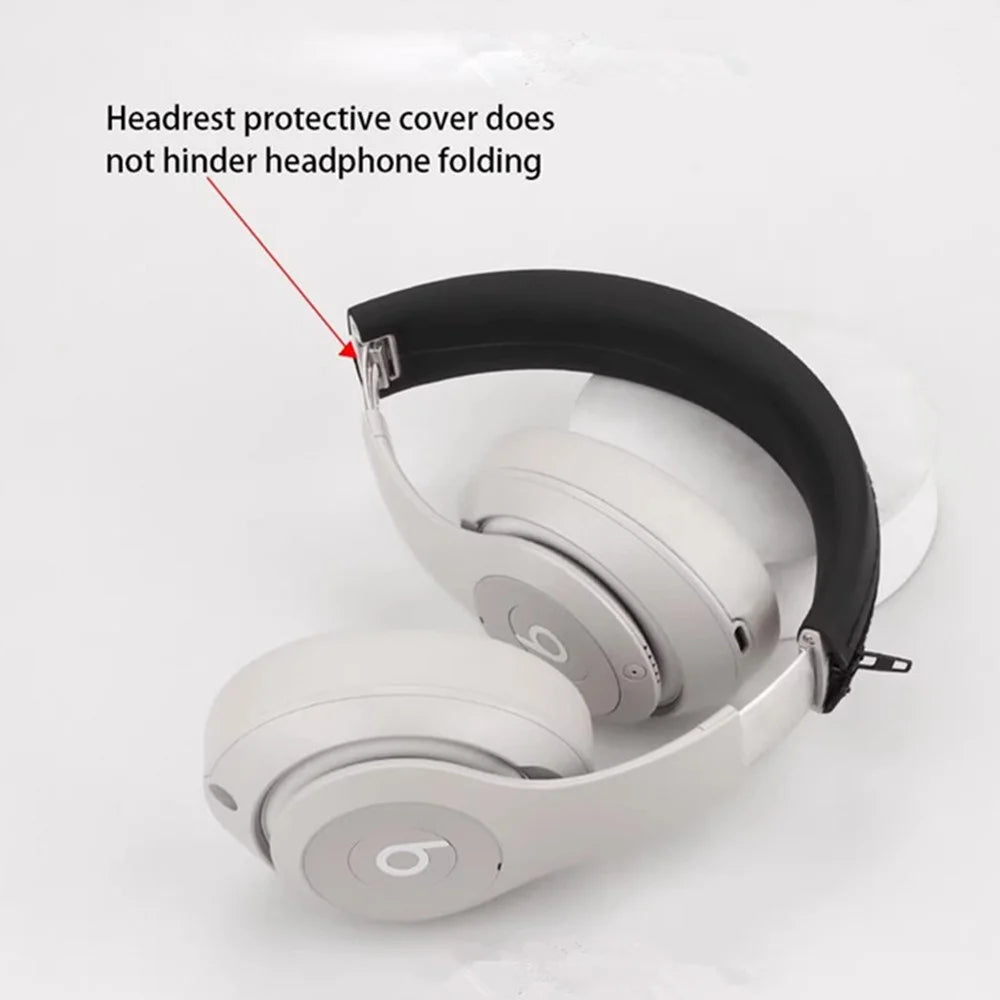 Silicone Headband Cover For Beats Studio Pro Kim Special Edition Headphones Zipper Design Headband Cushion - Black - 3