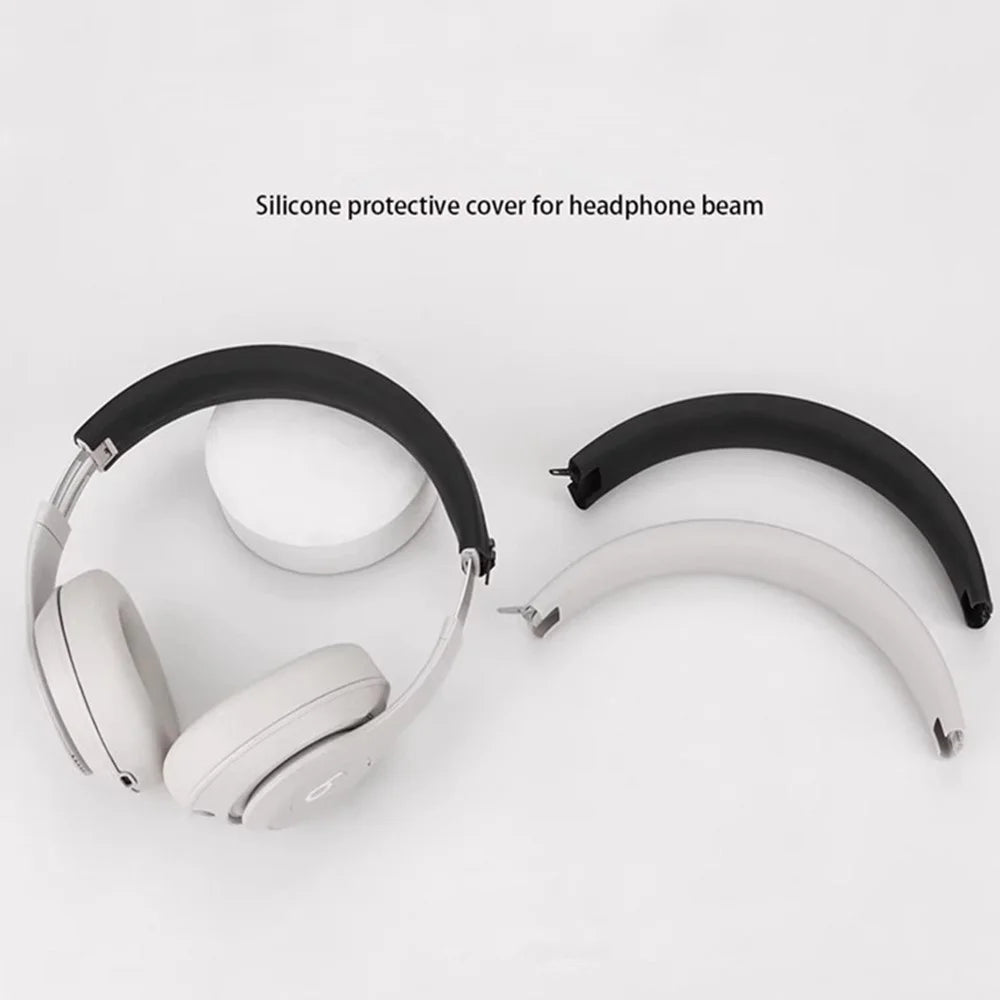 Silicone Headband Cover For Beats Studio Pro Kim Special Edition Headphones Zipper Design Headband Cushion - Black - 4