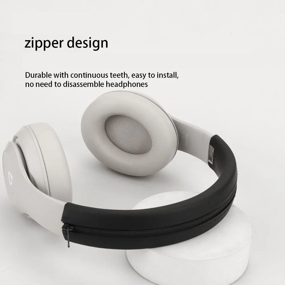 Silicone Headband Cover For Beats Studio Pro Kim Special Edition Headphones Zipper Design Headband Cushion - Black - 7