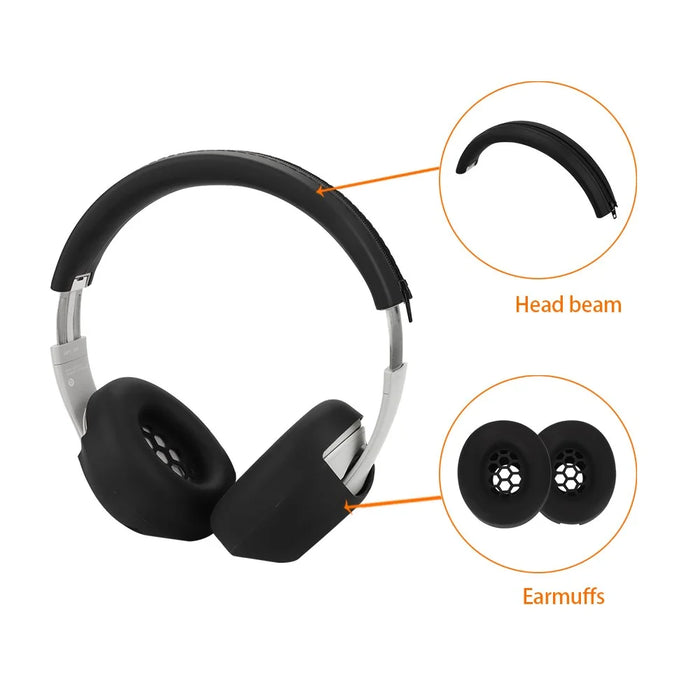 Silicone Protective Cover Set for Beats Studio Pro Kim Special Edition Ear Pad Case + Headband Cover - Black - 4