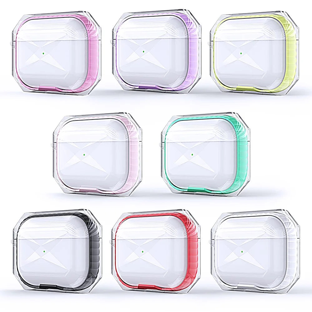 Contrast-color Rhombus Style Cover Case for Apple AirPods Pro - Black - 4