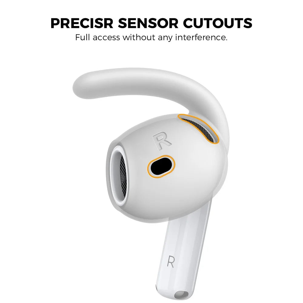 AHASTYLE PT60-4 1 Pair Ear Hooks for AirPods 4 Replacement Silicone Wings Sport Earhooks Ear Tips, Size: M - White - 3
