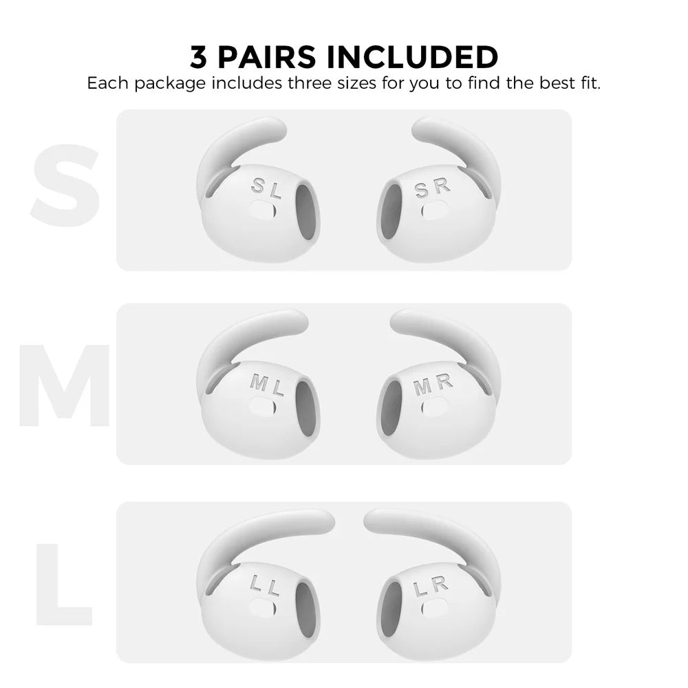 AHASTYLE PT60-4 1 Pair Ear Hooks for AirPods 4 Replacement Silicone Wings Sport Earhooks Ear Tips, Size: M - White - 6