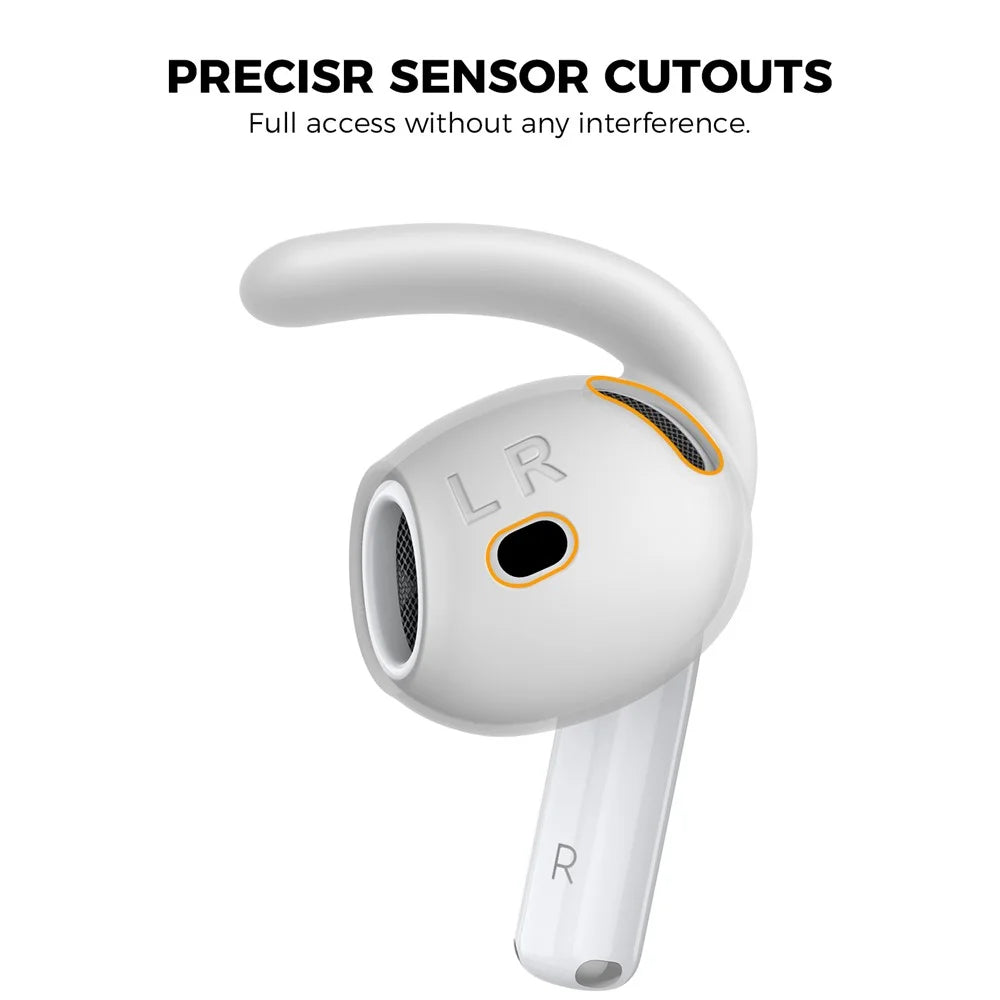 AHASTYLE PT60-4 1 Pair Ear Hooks for AirPods 4 Replacement Silicone Wings Sport Earhooks Ear Tips, Size: L - White - 3