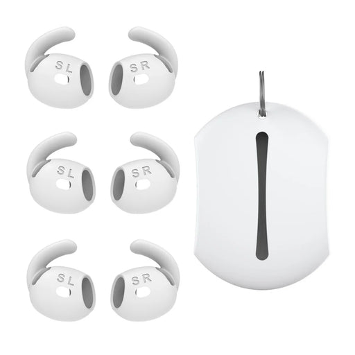 AHASTYLE PT60-4 3 Pair Ear Hooks for AirPods 4 Silicone Earbuds Tips Sport Ear Tips Replacement, Size: S - White - 1