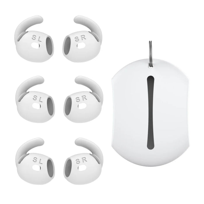 AHASTYLE PT60-4 3 Pair Ear Hooks for AirPods 4 Silicone Earbuds Tips Sport Ear Tips Replacement, Size: S - White - 1