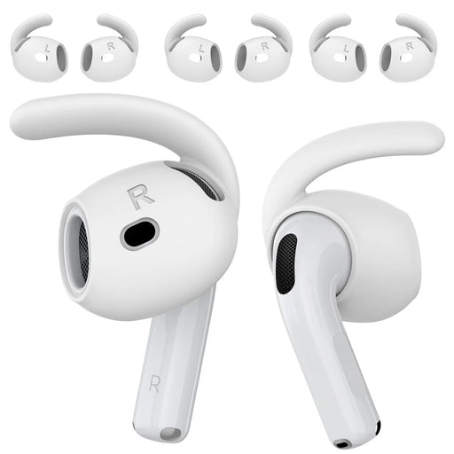 AHASTYLE PT60-4 3 Pair Ear Hooks for AirPods 4 Silicone Earbuds Tips Sport Ear Tips Replacement, Size: S - White - 2