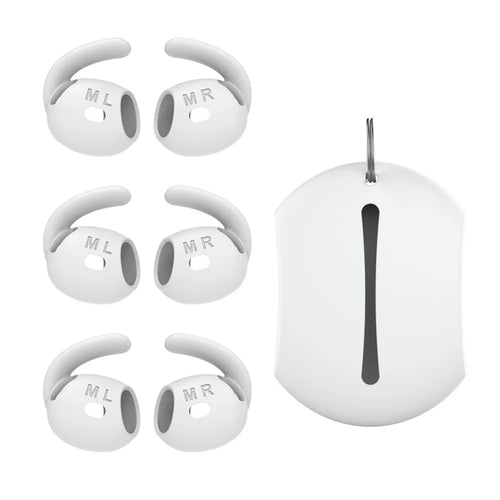 AHASTYLE PT60-4 3 Pair Ear Hooks for AirPods 4 Silicone Earbuds Tips Sport Ear Tips Replacement, Size: M - White - 1