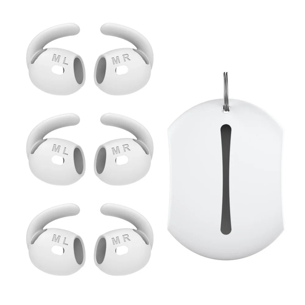AHASTYLE PT60-4 3 Pair Ear Hooks for AirPods 4 Silicone Earbuds Tips Sport Ear Tips Replacement, Size: M - White - 1