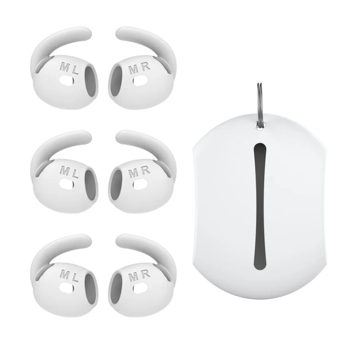 AHASTYLE PT60-4 3 Pair Ear Hooks for AirPods 4 Silicone Earbuds Tips Sport Ear Tips Replacement, Size: M - White - 1