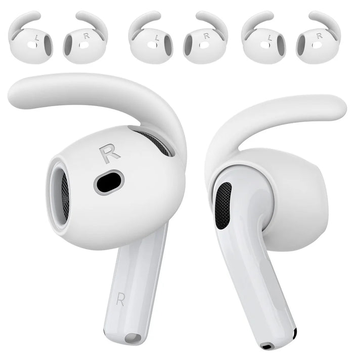 AHASTYLE PT60-4 3 Pair Ear Hooks for AirPods 4 Silicone Earbuds Tips Sport Ear Tips Replacement, Size: M - White - 2