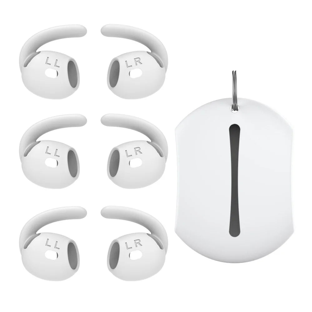 AHASTYLE PT60-4 3 Pair Ear Hooks for AirPods 4 Silicone Earbuds Tips Sport Ear Tips Replacement, Size: L - White - 1