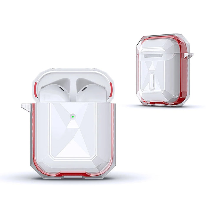 Rhombus Style Contrast-color Protective Cover for Apple AirPods with Charging Case (2016)/(2019)/Wireless Charging Case (2019) - Red - 2