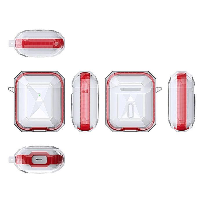 Rhombus Style Contrast-color Protective Cover for Apple AirPods with Charging Case (2016)/(2019)/Wireless Charging Case (2019) - Red - 3