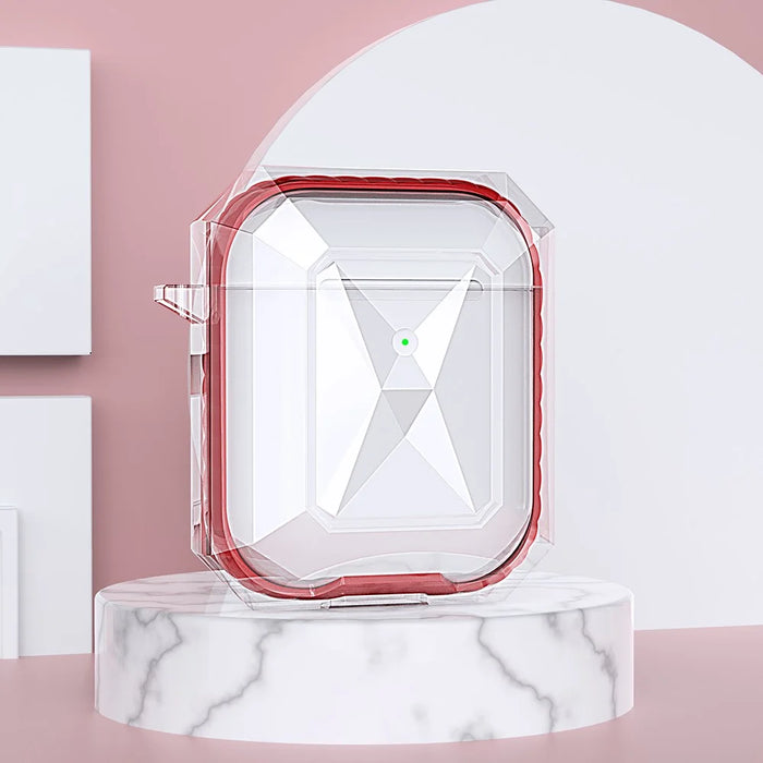 Rhombus Style Contrast-color Protective Cover for Apple AirPods with Charging Case (2016)/(2019)/Wireless Charging Case (2019) - Red - 4