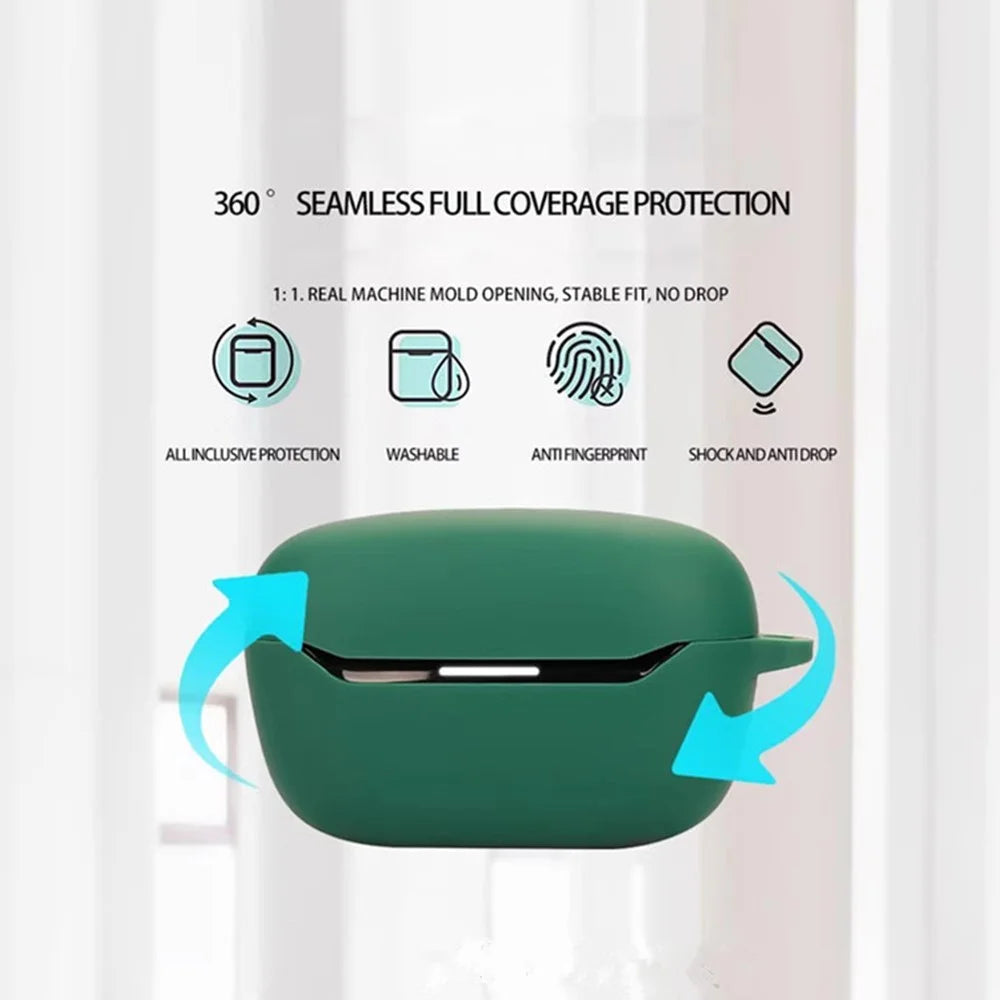 For JBL Endurance Race 2 Case with Anti Lost Buckle Bluetooth-compatible Earbuds Silicone Protective Cover - Blackish Green - 4