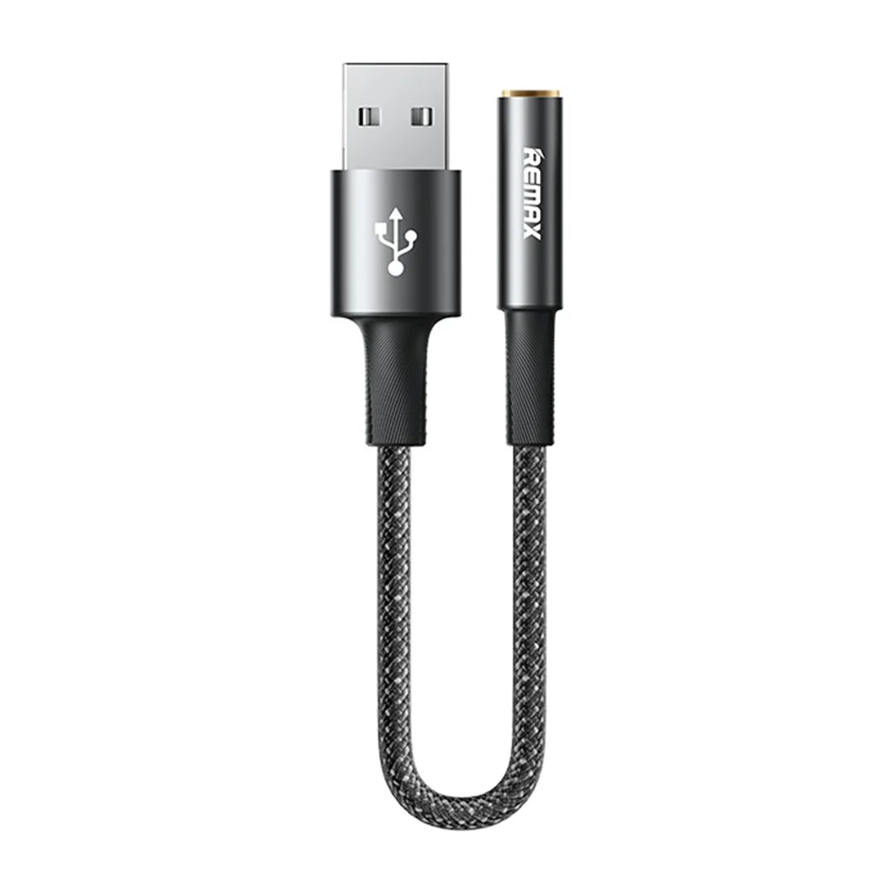 REMAX C21 0.12M USB to 3.5mm Female Audio Adapter Cable  /  Converter Aluminum Alloy Braided Wire - 1