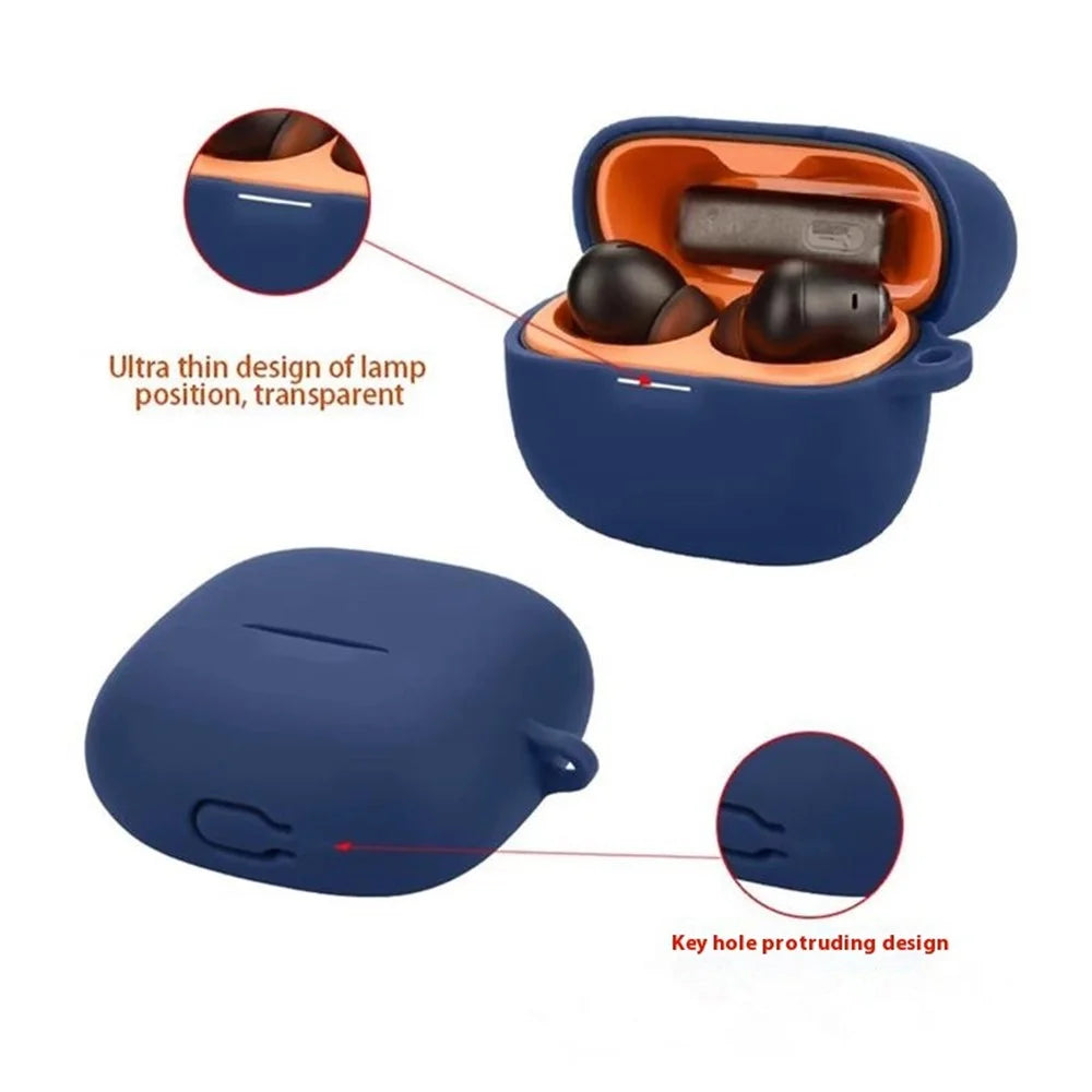 For Xiaomi Redmi Buds 6 Pro Gaming Edition Case with Anti Lost Buckle Bluetooth-compatible Earbuds Silicone Protective Cover - Dark Blue - 3