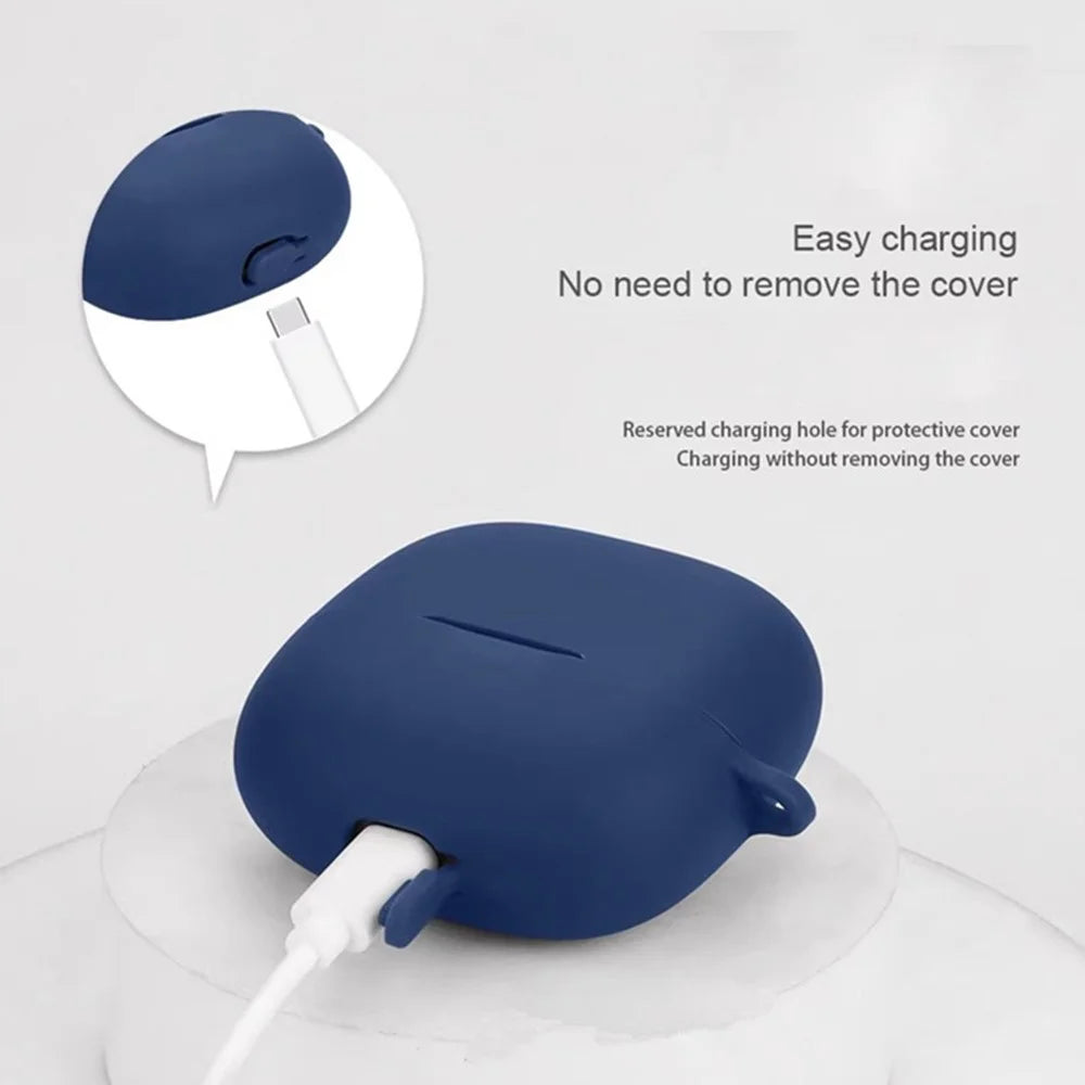 For Xiaomi Redmi Buds 6 Pro Gaming Edition Case with Anti Lost Buckle Bluetooth-compatible Earbuds Silicone Protective Cover - Dark Blue - 4