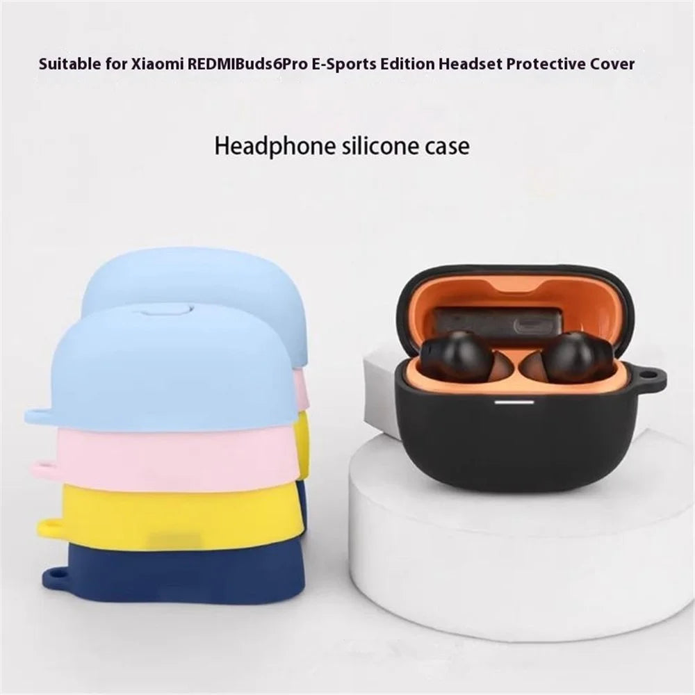 For Xiaomi Redmi Buds 6 Pro Gaming Edition Case with Anti Lost Buckle Bluetooth-compatible Earbuds Silicone Protective Cover - Dark Blue - 5