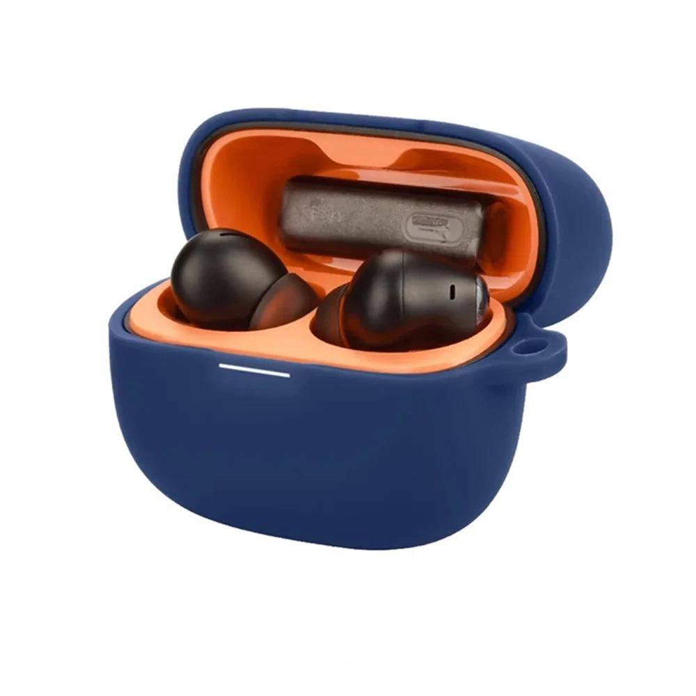 For Xiaomi Redmi Buds 6 Pro Gaming Edition Case with Anti Lost Buckle Bluetooth-compatible Earbuds Silicone Protective Cover - Dark Blue - 6