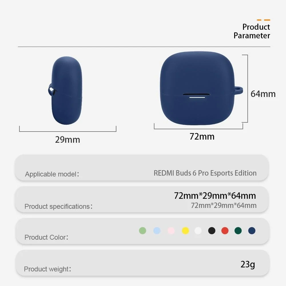 For Xiaomi Redmi Buds 6 Pro Gaming Edition Case with Anti Lost Buckle Bluetooth-compatible Earbuds Silicone Protective Cover - Dark Blue - 7